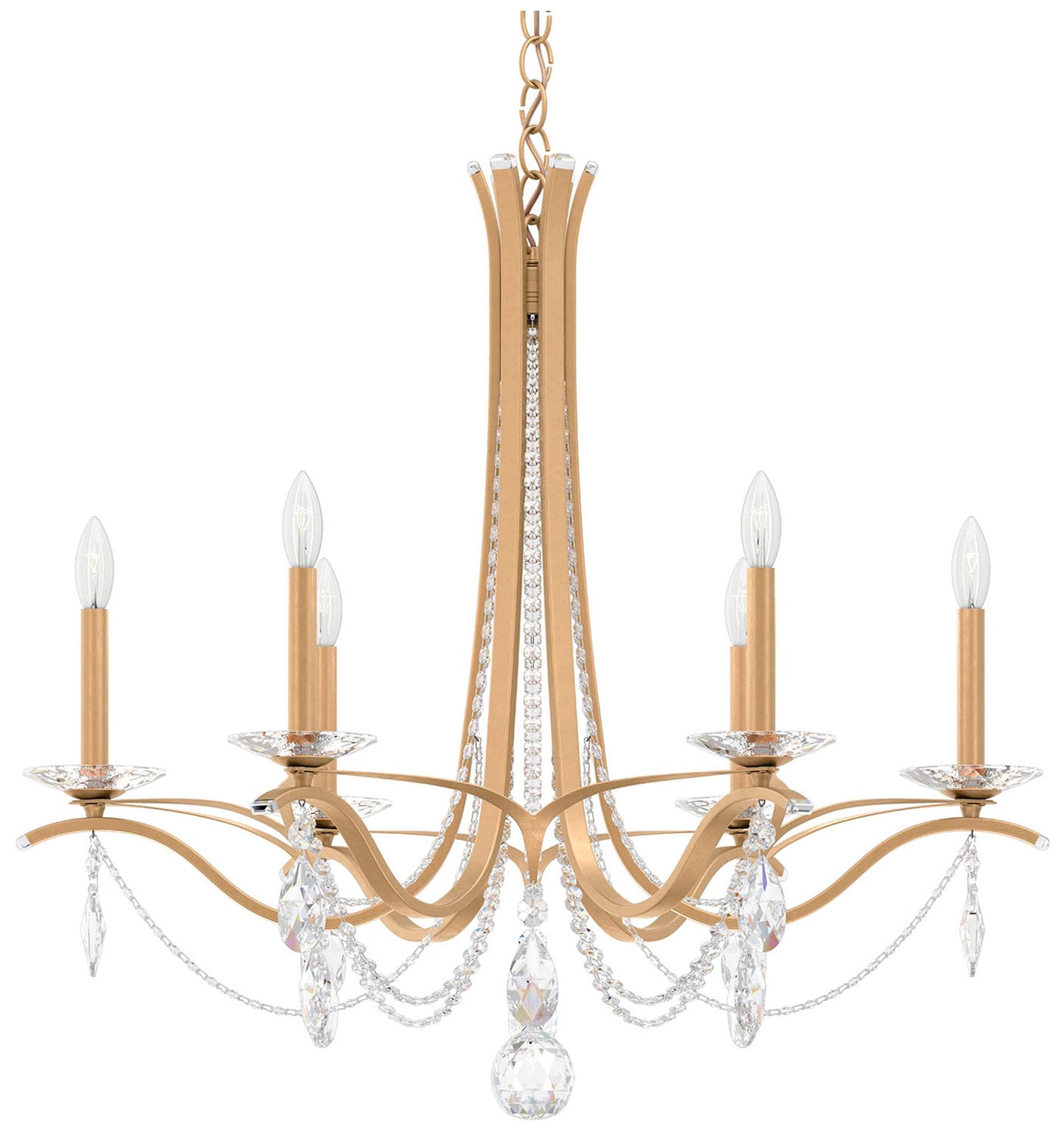 Vesca 29"H x 33"W 6-Light Crystal Chandelier in French Gold