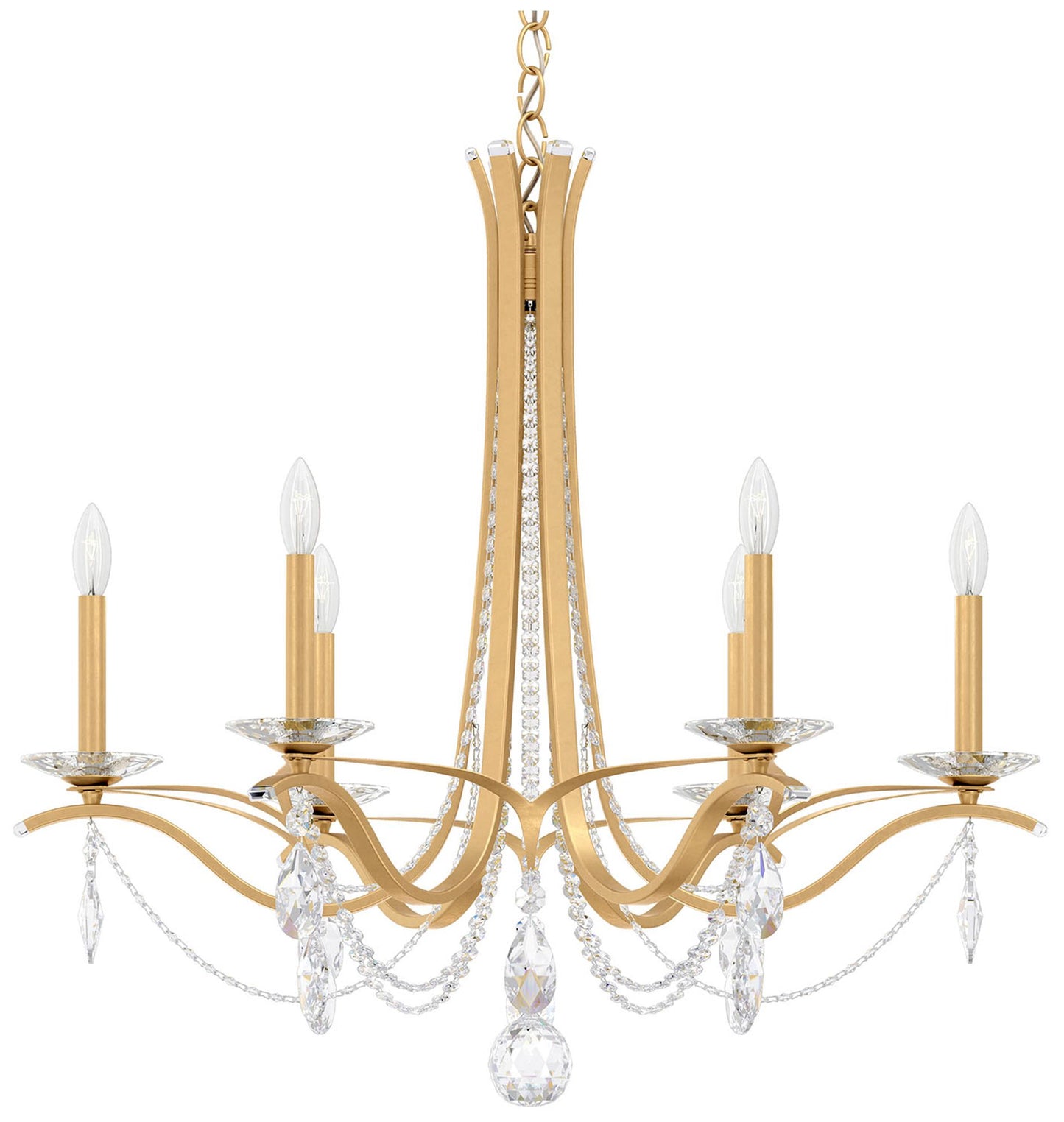 Vesca 29"H x 33"W 6-Light Crystal Chandelier in Heirloom Gold