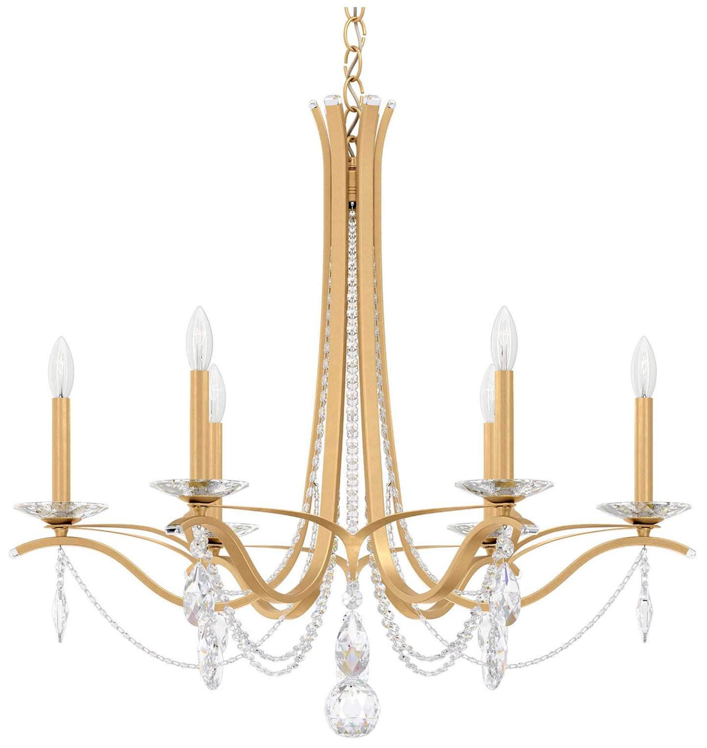 Vesca 29"H x 33"W 6-Light Crystal Chandelier in Heirloom Gold
