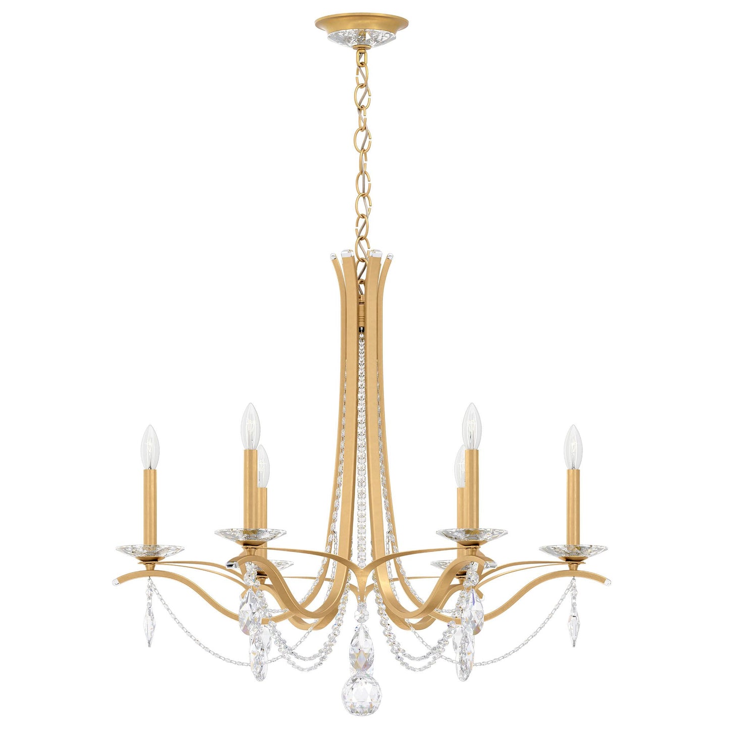 Vesca 29"H x 33"W 6-Light Crystal Chandelier in Heirloom Gold