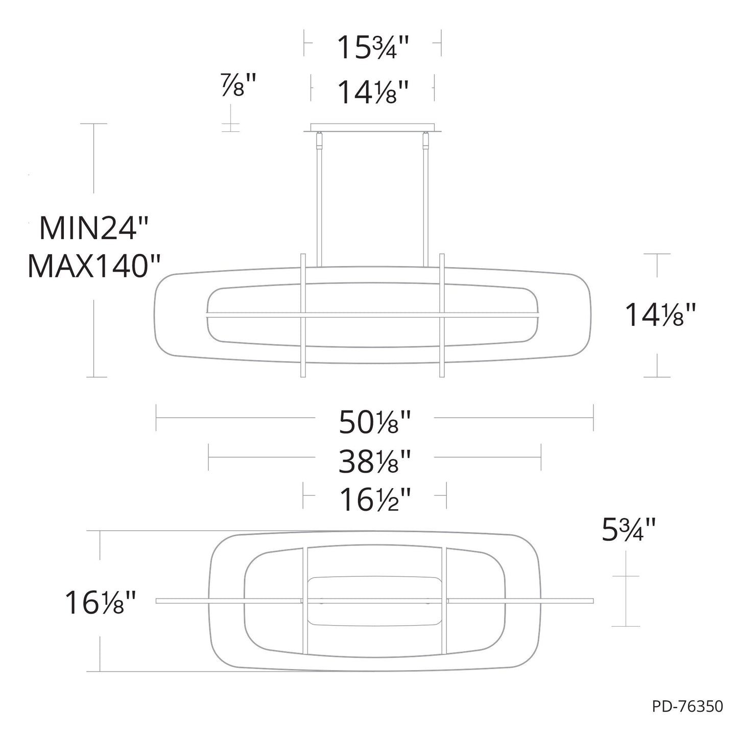 Vesta 14.13"H x 50.13"W 8-Light Linear Chandelier in Black