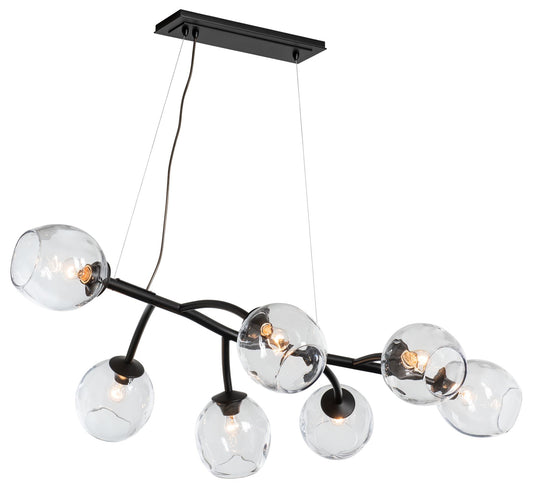 Vine Pendant - Black Finish - Clear Simon Pearce Glass - Standard Height