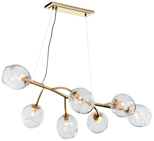 Vine Pendant - Brass Finish - Clear Simon Pearce Glass - Standard Height