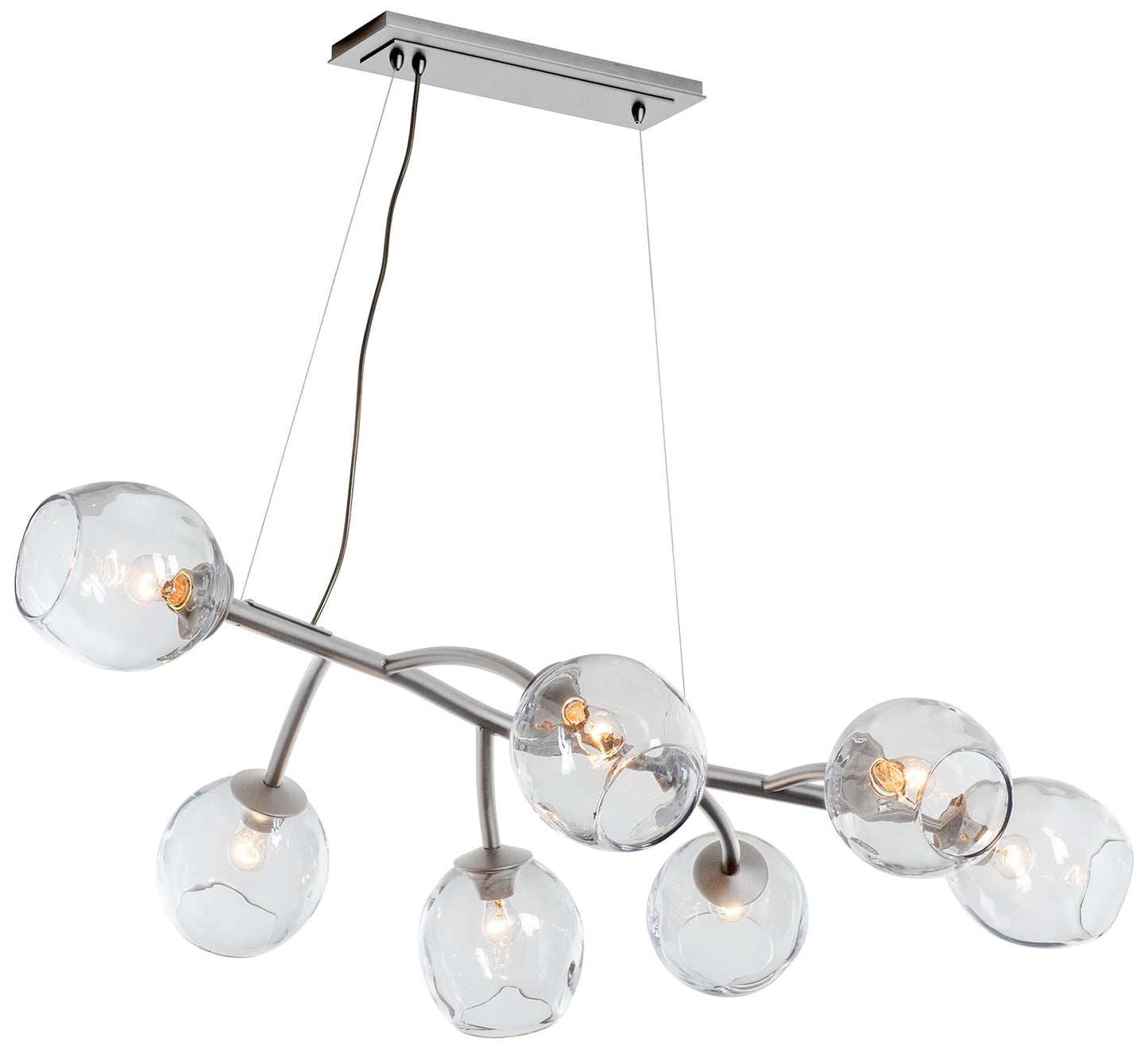 Vine Pendant - Platinum Finish - Clear Simon Pearce Glass - Standard Height