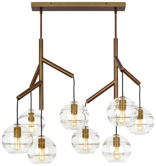 Visual Comfort Modern Sedona Double Clear Glass Aged Brass E26 Chandelier