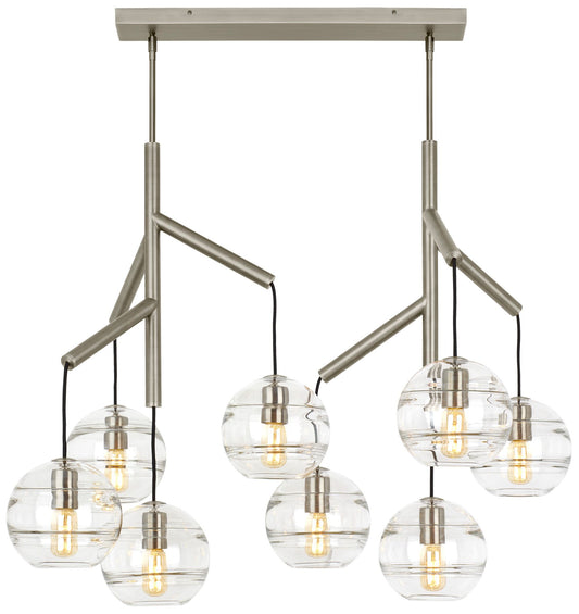 Visual Comfort Modern Sedona Double Clear Glass Satin Nickel Chandelier