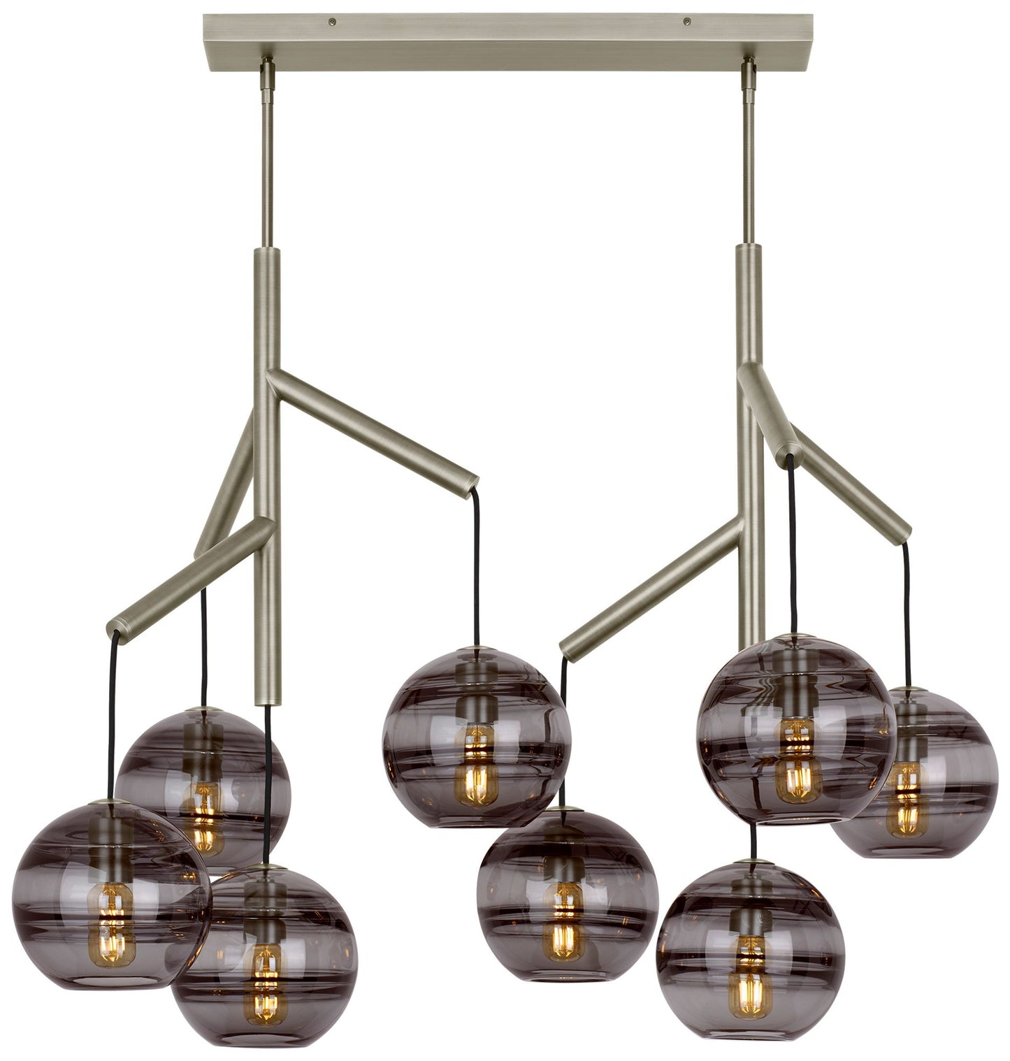 Visual Comfort Modern Sedona Double Smoke Glass Satin Nickel Chandelier