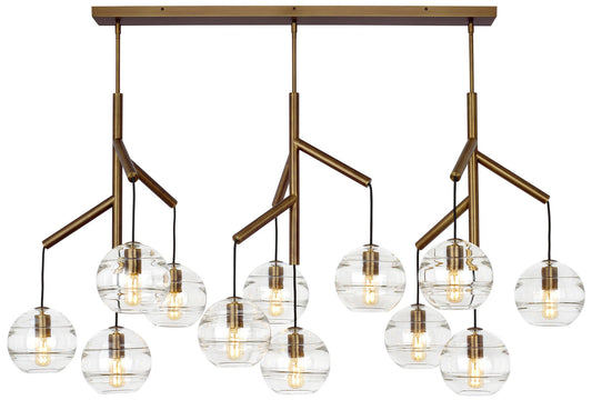 Visual Comfort Modern Sedona Triple Clear Glass Aged Brass E26 Chandelier