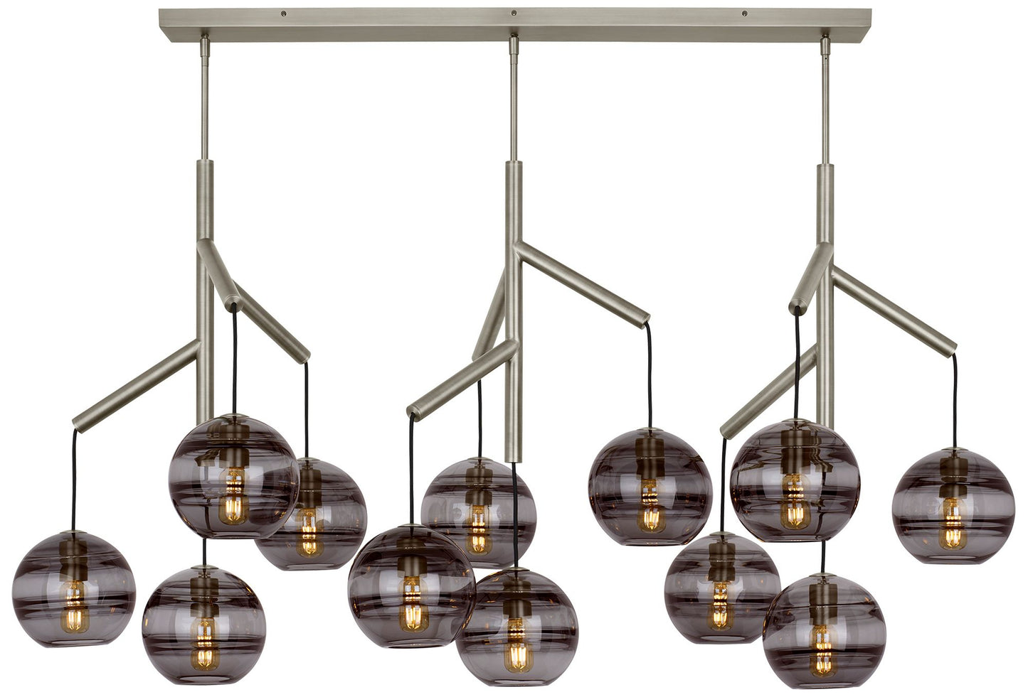 Visual Comfort Modern Sedona Triple Smoke Glass Satin NKL E26 Chandelier