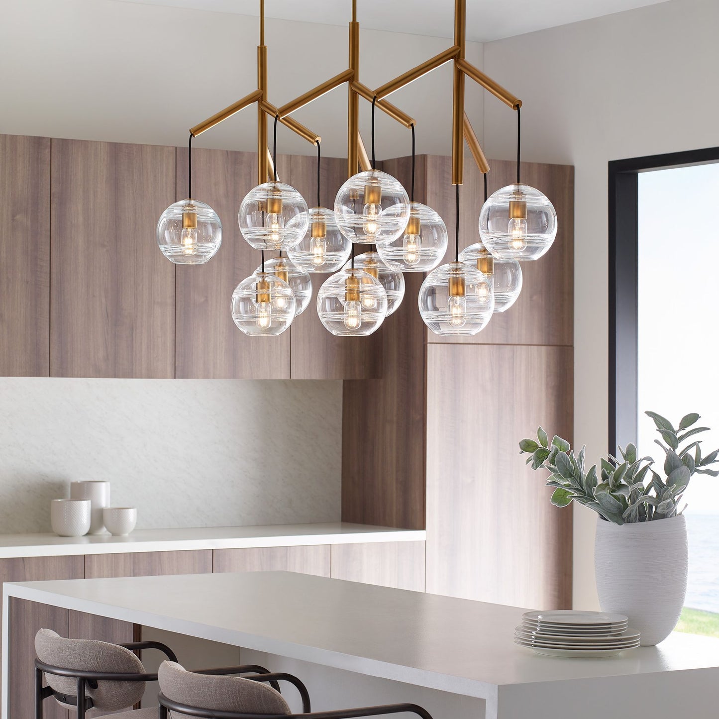 Visual Comfort Sedona 62"W Aged Brass 12-Light Chandelier