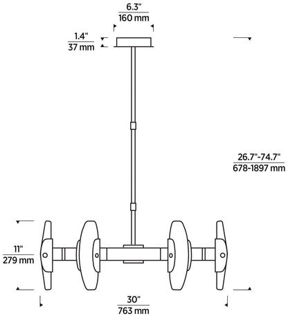 Visual Comfort Wythe 30"W Dark Bronze 6-Light LED Pendant