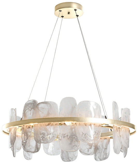 Vitre Circular LED Pendant - Brass Finish - White Glass - Standard Height