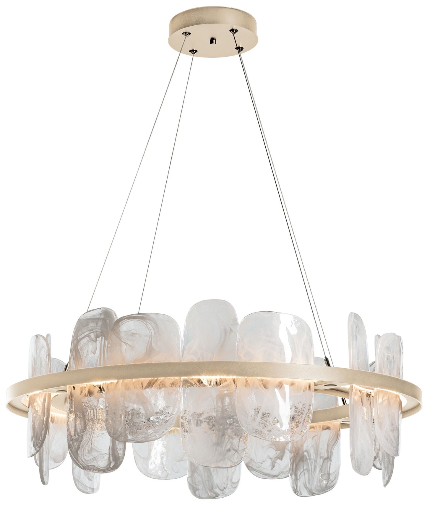 Vitre Circular LED Pendant - Gold Finish - White Glass - Standard Height