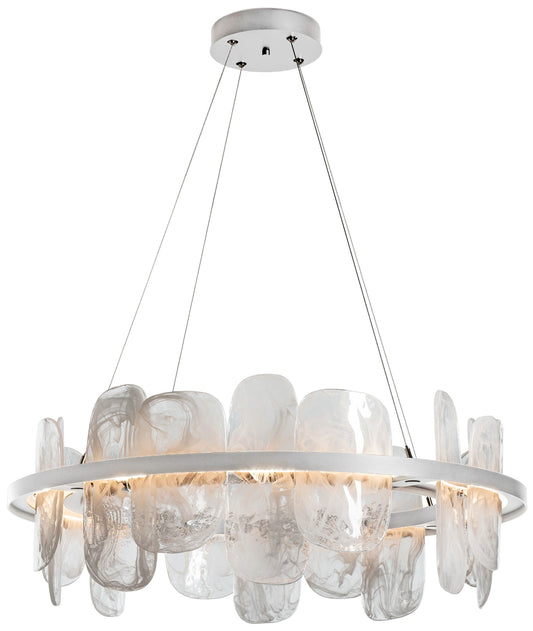 Vitre Circular LED Pendant - Platinum - White Glass - Standard Height