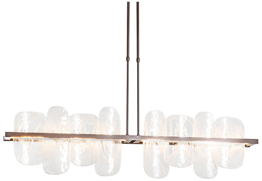 Vitre Large Linear LED Pendant - Bronze Finish - White Glass - Short Height