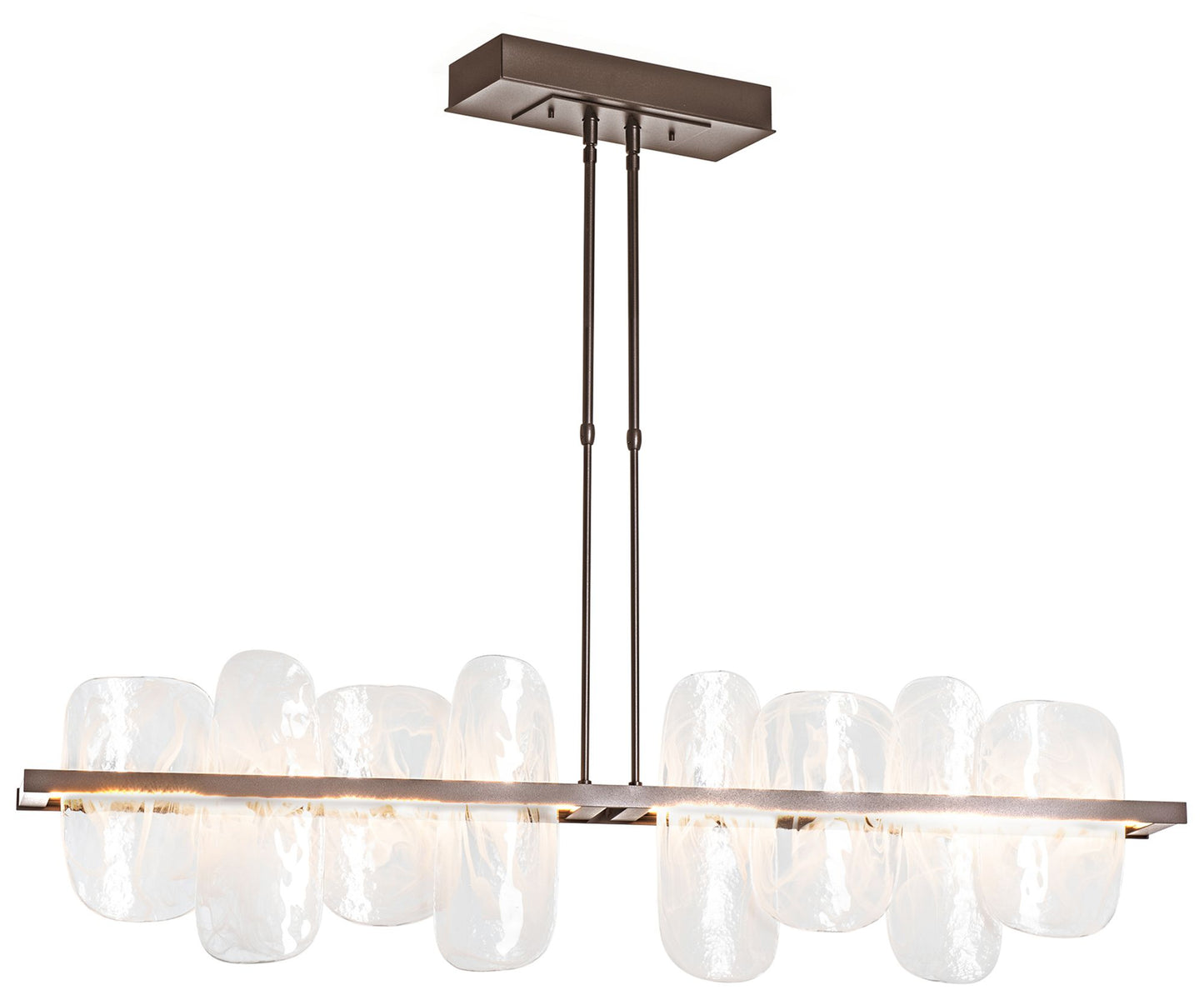 Vitre Large Linear LED Pendant - Bronze - White Glass - Standard Height