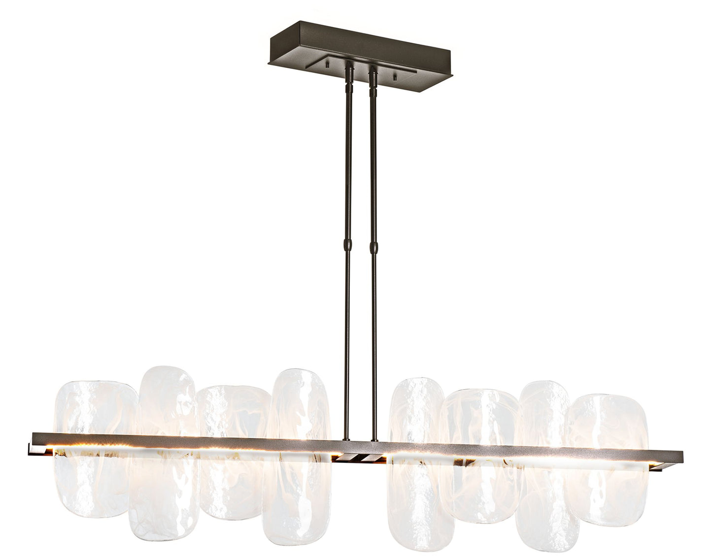 Vitre Large Linear LED Pendant - Bronze - White Glass - Standard Height