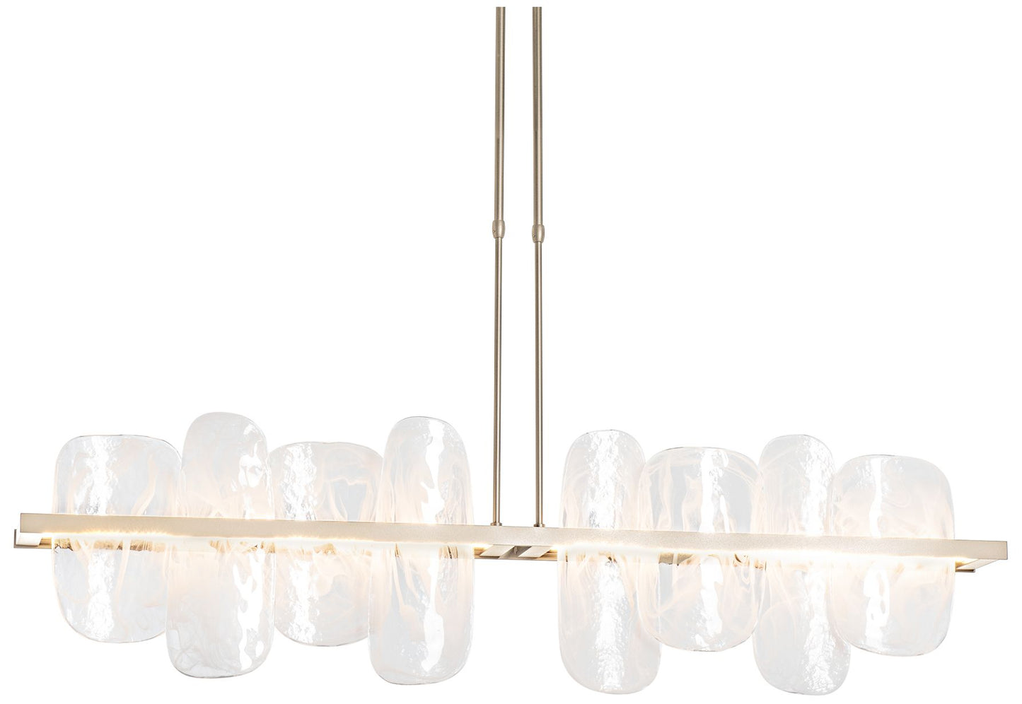 Vitre Large Linear LED Pendant - Gold Finish - White Glass - Long Height