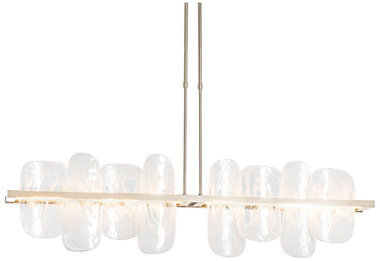 Vitre Large Linear LED Pendant - Gold Finish - White Glass - Long Height