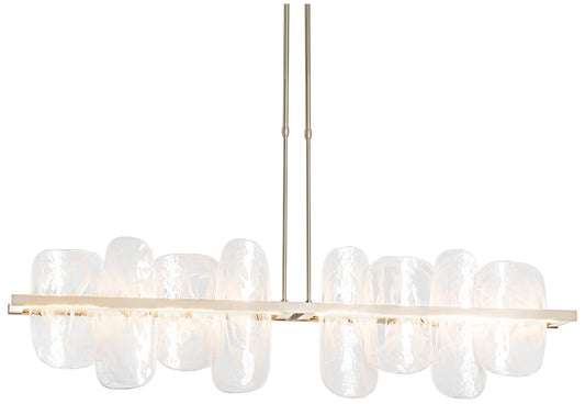 Vitre Large Linear LED Pendant - Gold Finish - White Glass - Short Height