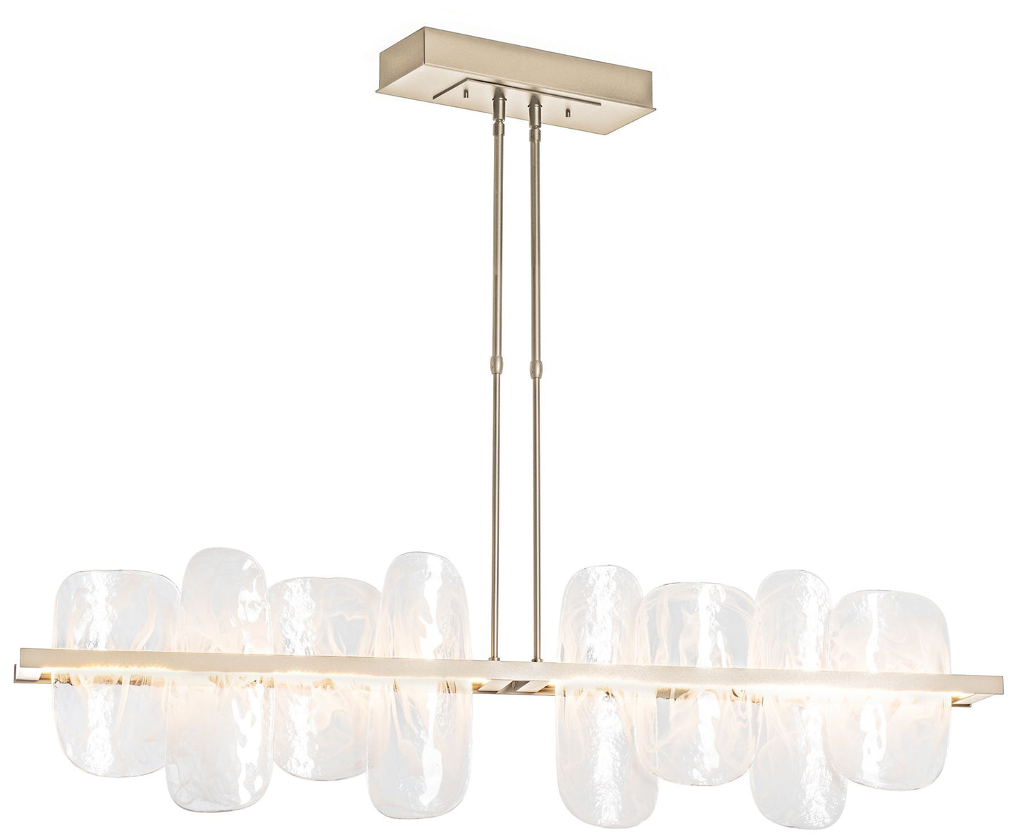 Vitre Large Linear LED Pendant - Gold - White Glass - Standard Height