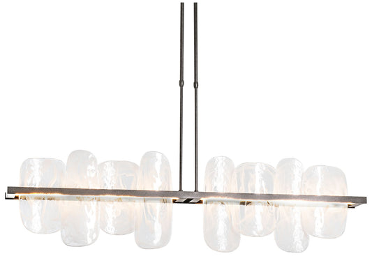 Vitre Large Linear LED Pendant - Iron Finish - White Glass - Short Height