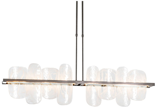 Vitre Large Linear LED Pendant - Iron Finsih - White Glass - Long Height