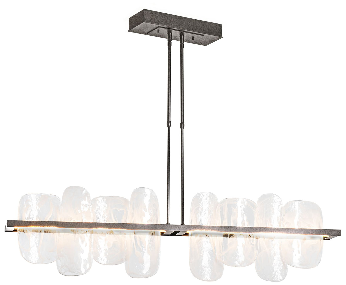 Vitre Large Linear LED Pendant - Iron - White Glass - Standard Height