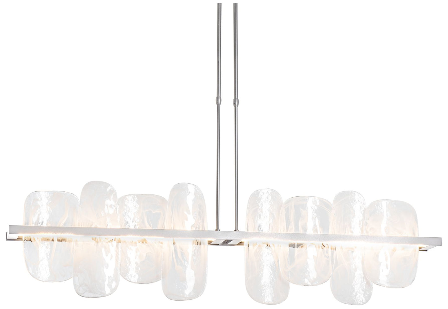 Vitre Large Linear LED Pendant - Platinum - White Glass - Long Height