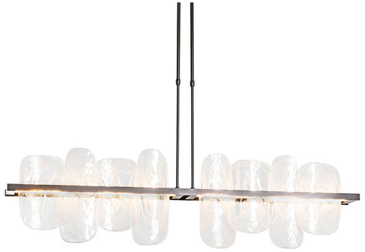 Vitre Large Linear LED Pendant - Smoke Finish - White Glass - Long Height