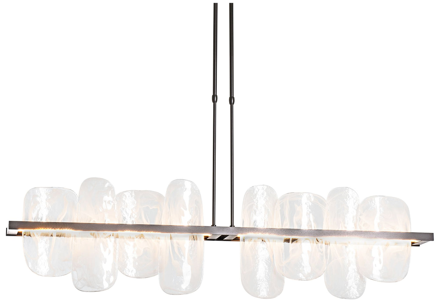 Vitre Large Linear LED Pendant - Smoke Finish - White Glass - Short Height