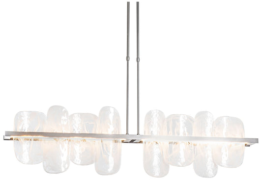 Vitre Large Linear LED Pendant - Sterling - White Glass - Long Height