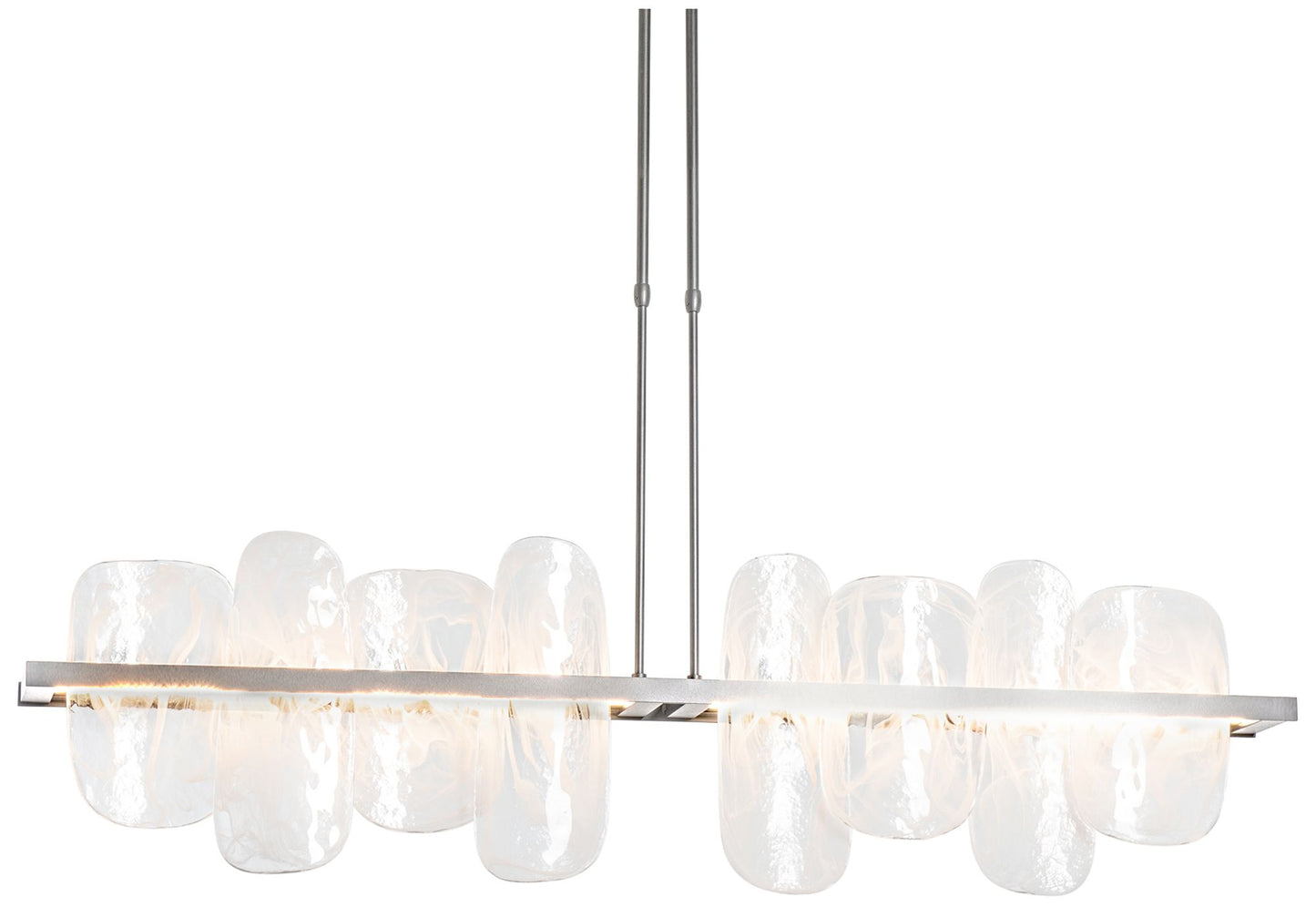 Vitre Large Linear LED Pendant - Sterling - White Glass - Short Height