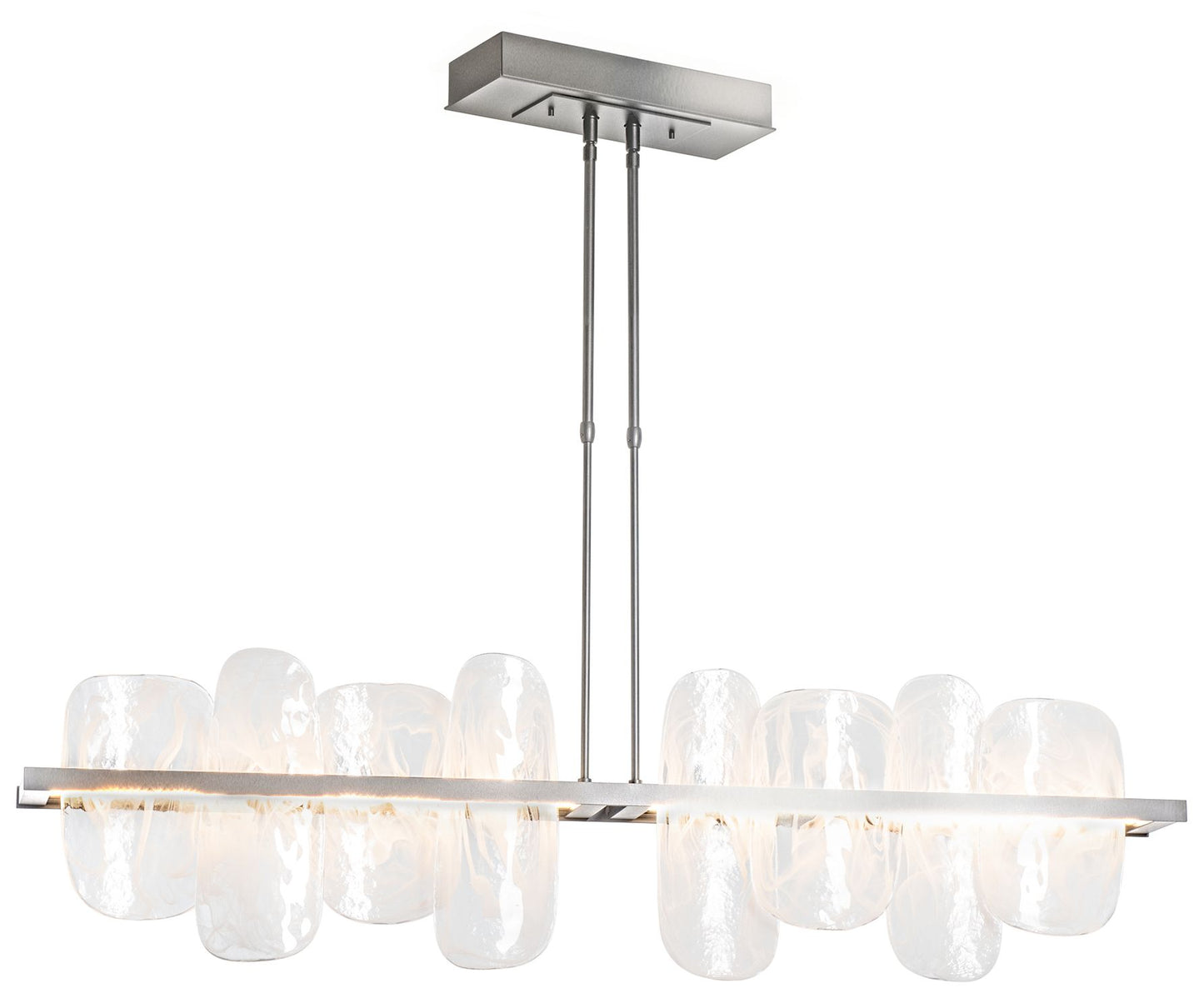 Vitre Large Linear LED Pendant - Sterling - White Glass - Standard Height