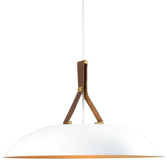 Volo Pendant - Cava - White Exterior & Brass Interior Shade - Brass Acc