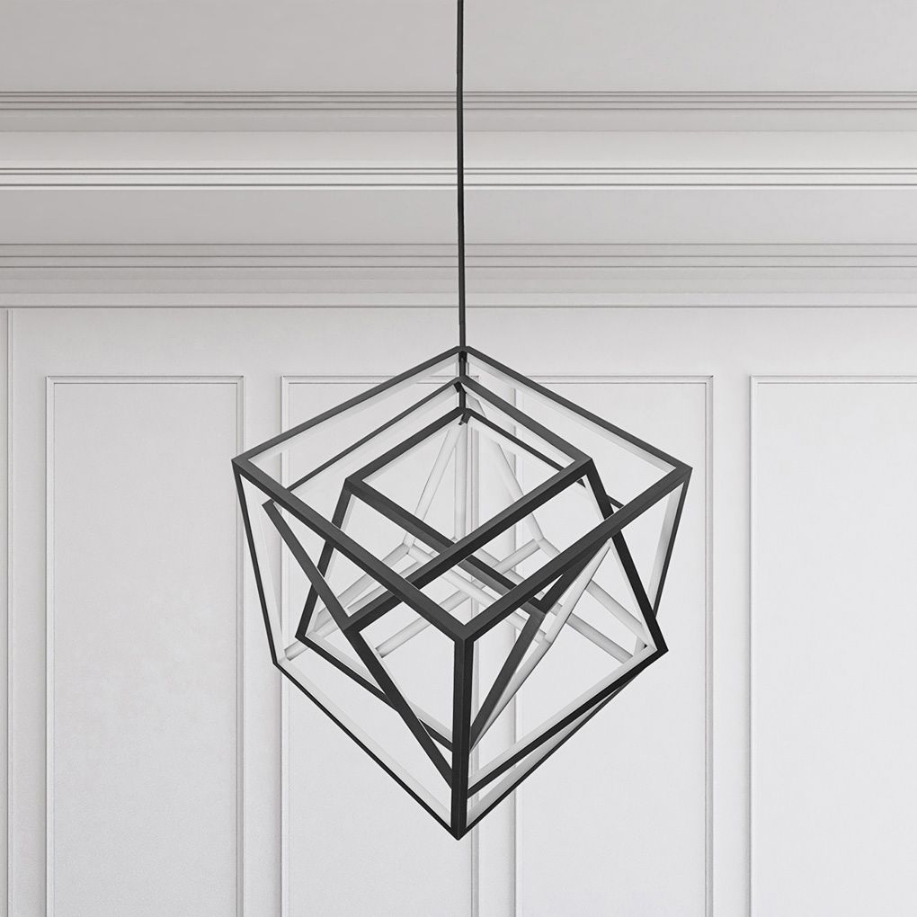 WAC Atlas 41 3/4"W Black 3-Light LED Geometric Chandelier