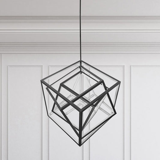 WAC Atlas 41 3/4"W Black 3-Light LED Geometric Chandelier