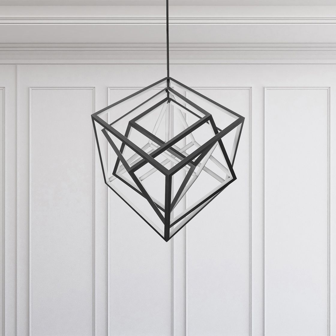 WAC Atlas 41 3/4"W Black 3-Light LED Geometric Chandelier