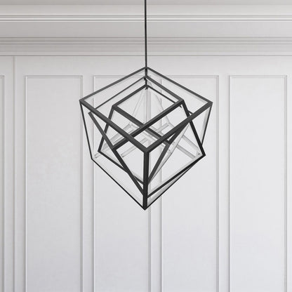 WAC Atlas 41 3/4"W Black 3-Light LED Geometric Chandelier