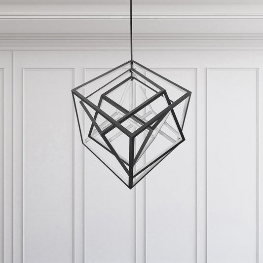 WAC Atlas 41 3/4"W Black 3-Light LED Geometric Chandelier