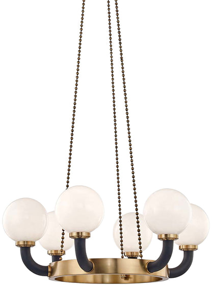 Werner 34 1/2" Wide Aged Brass and Black 6-Light Chandelier