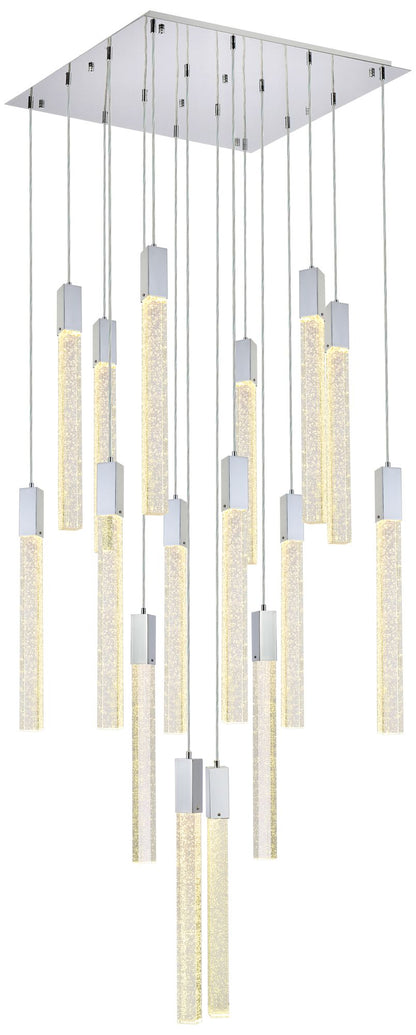 Weston 30" Wide Chrome Crystal Raindrops 16-Light Pendant