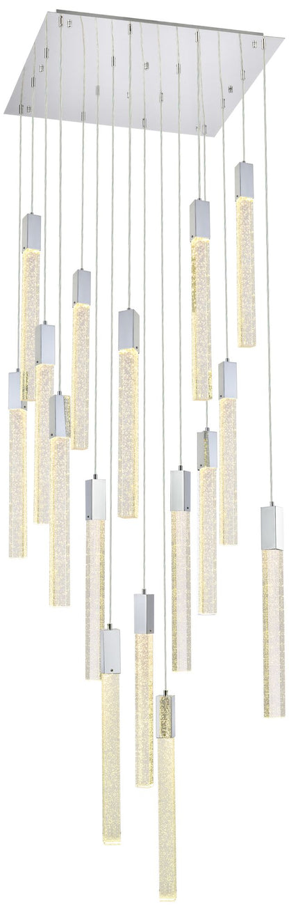 Weston 30" Wide Chrome Crystal Raindrops 16-Light Pendant