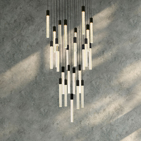 Weston 36" Wide Black and Crystal 25-Light LED Pendant