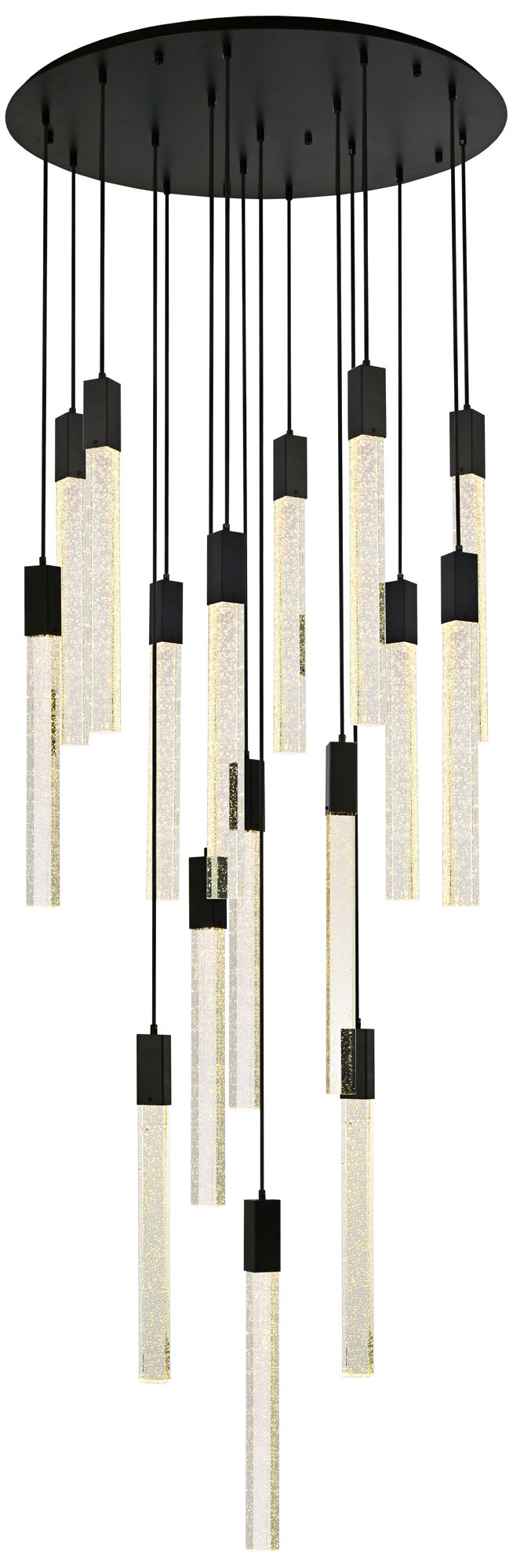 Weston 36" Wide Black Crystal Raindrops 16-Light Pendant