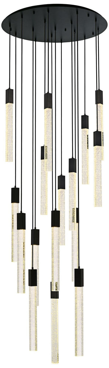 Weston 36" Wide Black Crystal Raindrops 16-Light Pendant