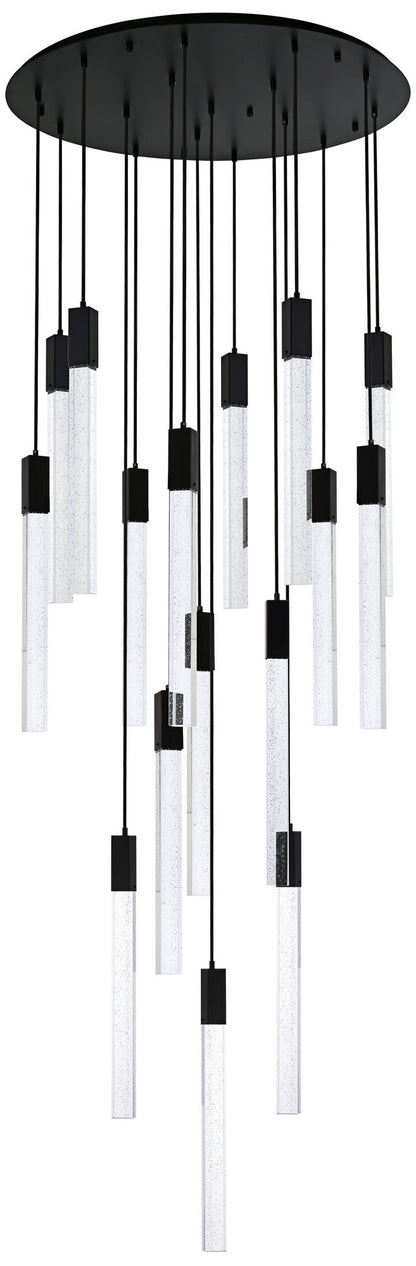 Weston 36" Wide Black Crystal Raindrops 16-Light Pendant