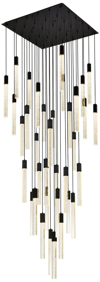 Weston 42" Wide Black and Crystal Multi-Light Pendant