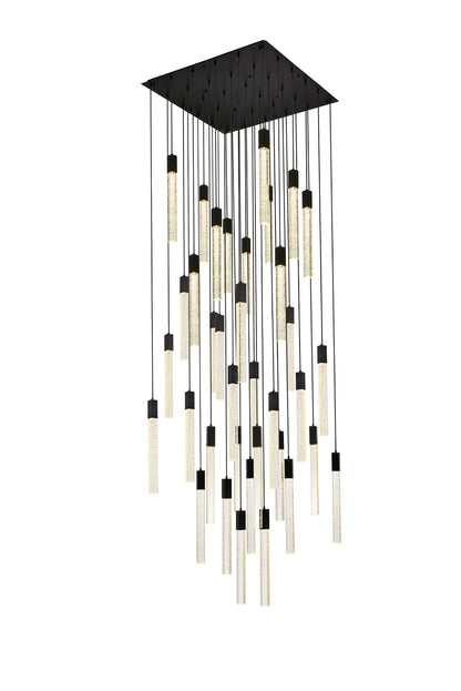 Weston 42" Wide Black and Crystal Multi-Light Pendant