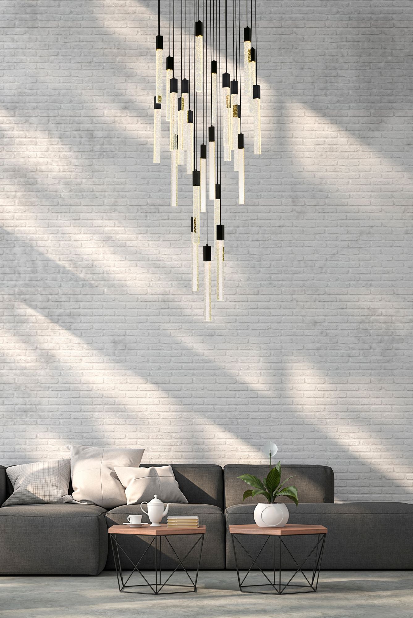 Weston 42" Wide Black Crystal 25-Light LED Cluster Pendant